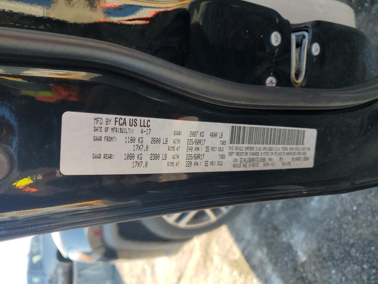 2017 Jeep Compass Latitude VIN: 3C4NJDBB8HT616908 Lot: 92388575