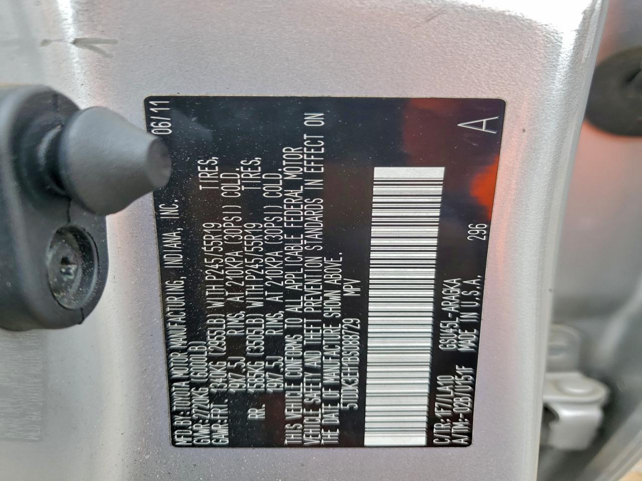 2011 Toyota Highlander Limited VIN: 5TDDK3EH1BS088729 Lot: 94324735