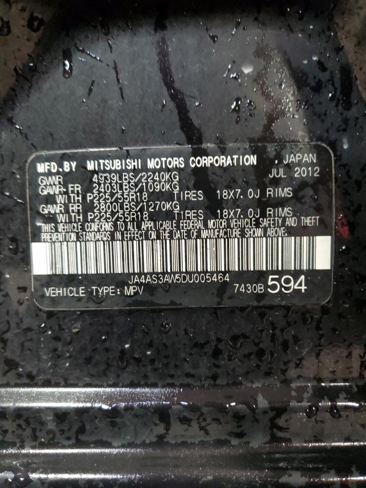 2013 Mitsubishi Outlander Se VIN: JA4AS3AW5DU005464 Lot: 92186345