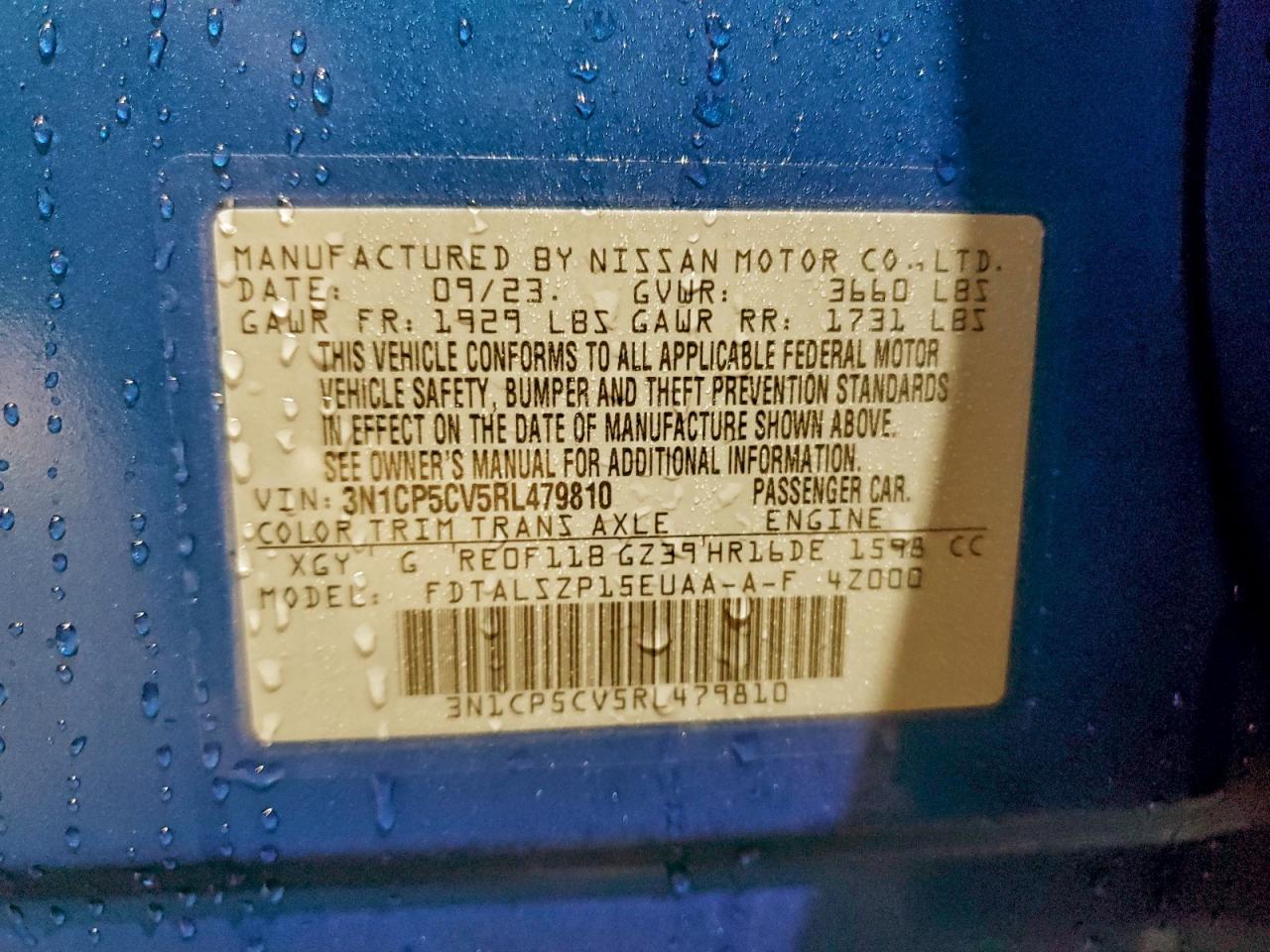 2024 Nissan Kicks Sv VIN: 3N1CP5CV5RL479810 Lot: 94505635