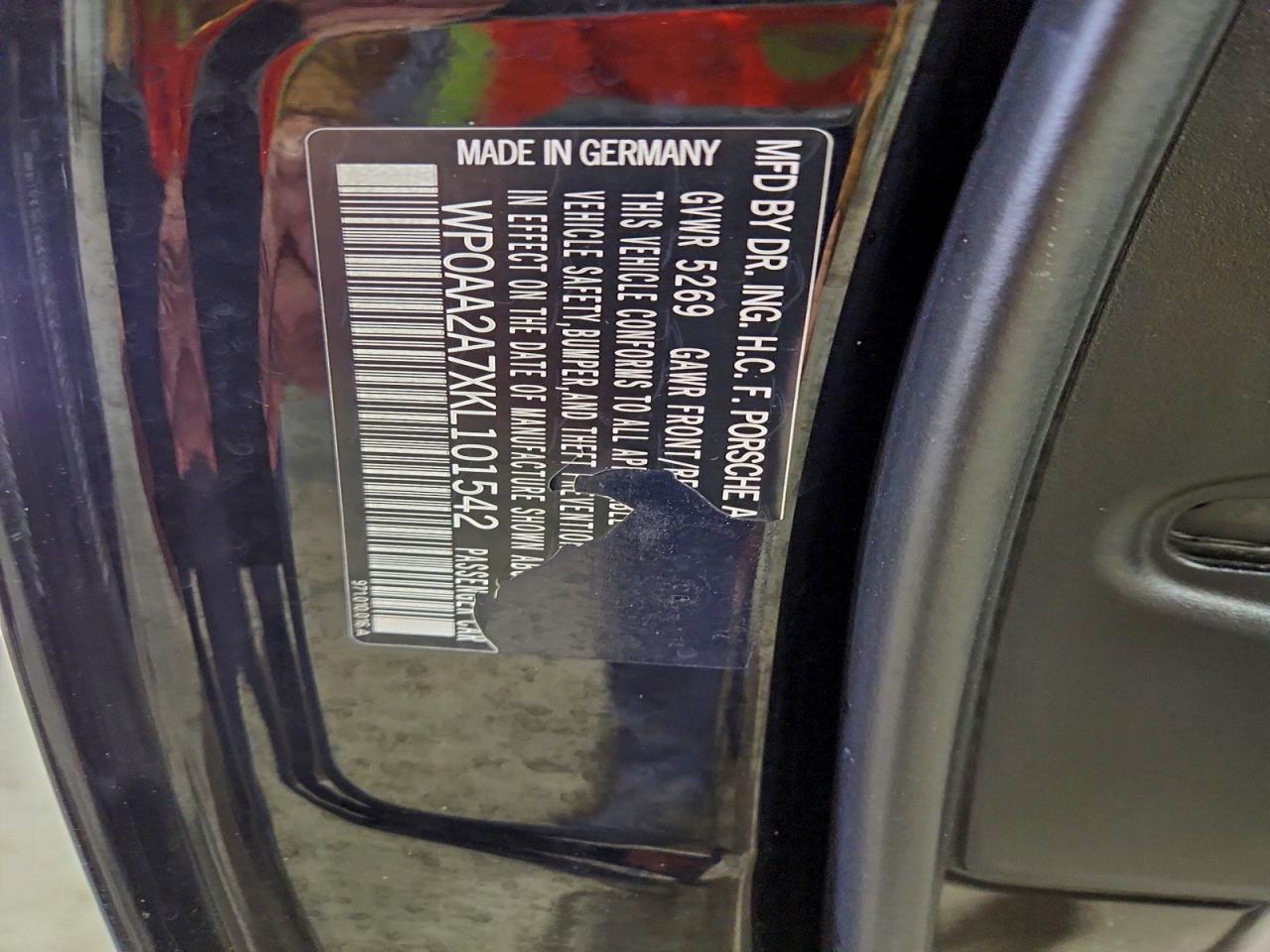 2019 Porsche Panamera Base VIN: WP0AA2A7XKL101542 Lot: 94685895