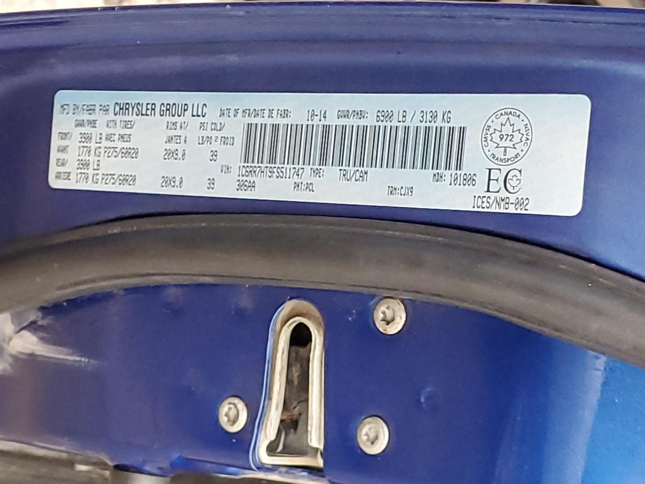 2015 Ram 1500 Sport VIN: 1C6RR7HT9FS511747 Lot: 93435185