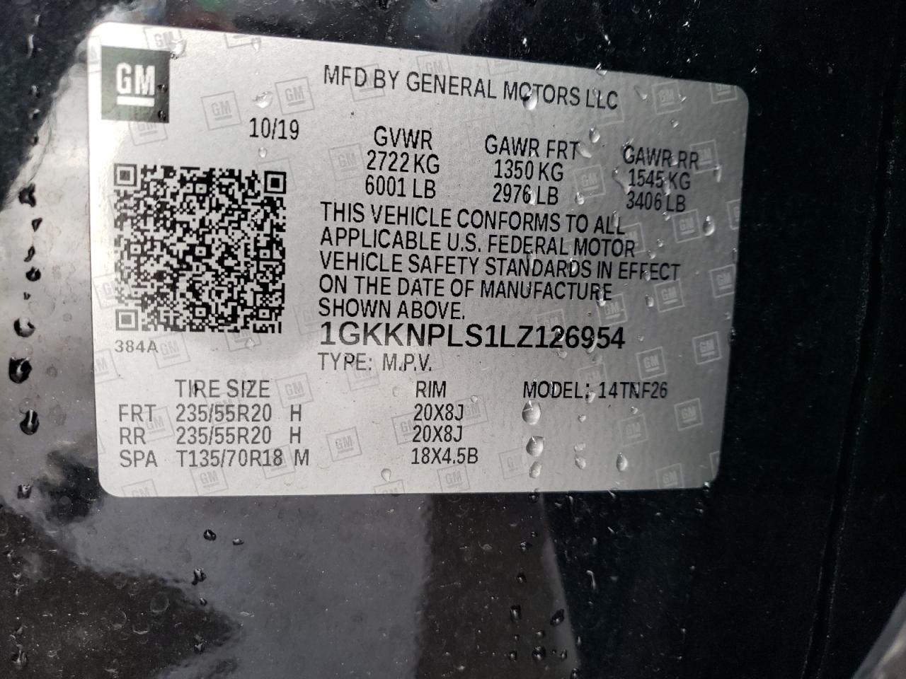 2020 GMC Acadia Denali VIN: 1GKKNPLS1LZ126954 Lot: 92859755