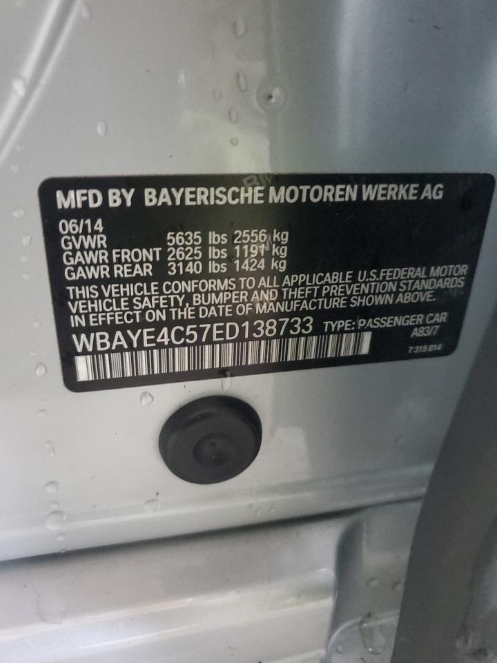 2014 BMW 740 Li VIN: WBAYE4C57ED138733 Lot: 91781635