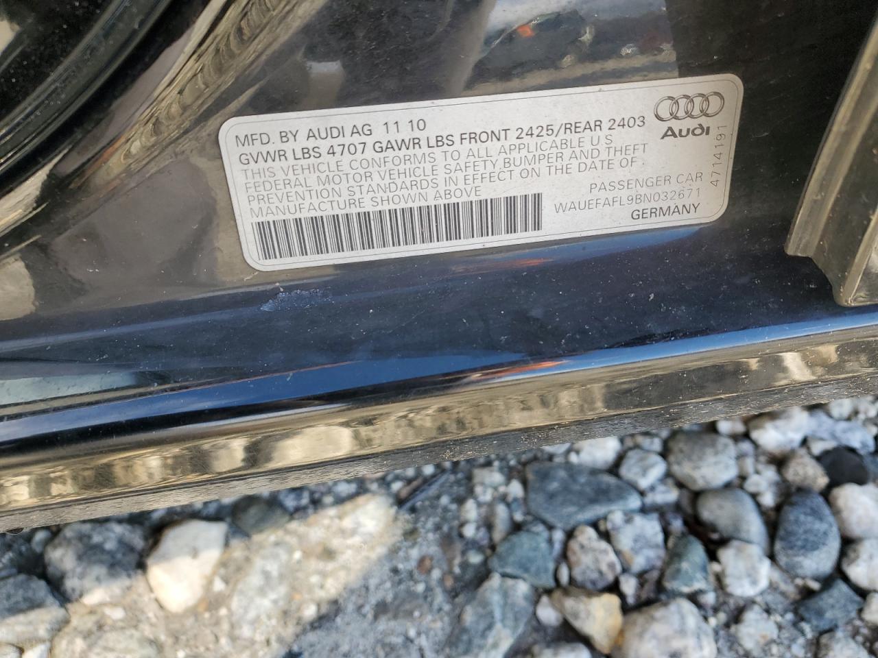 2011 Audi A4 Premium Plus VIN: WAUEFAFL9BN032671 Lot: 93188895