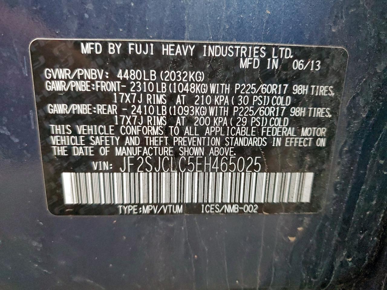 2014 Subaru Forester 2.5I Touring VIN: JF2SJCLC5EH465025 Lot: 94693755