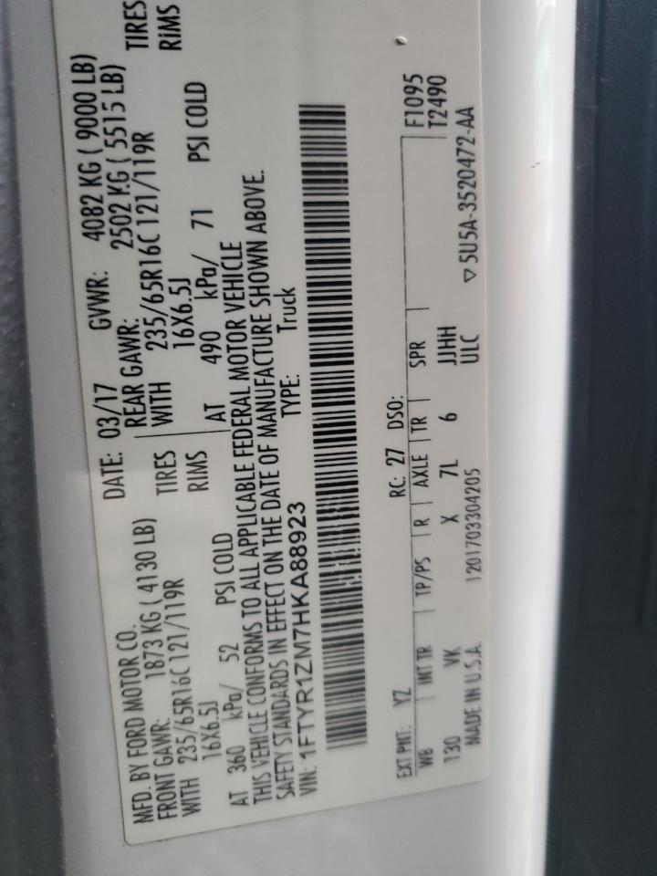 2017 Ford Transit T-250 VIN: 1FTYR1ZM7HKA88923 Lot: 92004045