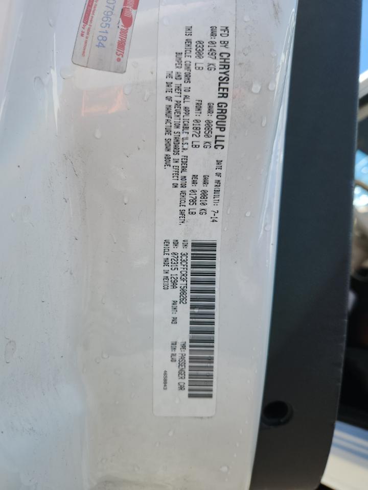 2015 Fiat 500 Lounge VIN: 3C3CFFCR3FT508262 Lot: 92121295