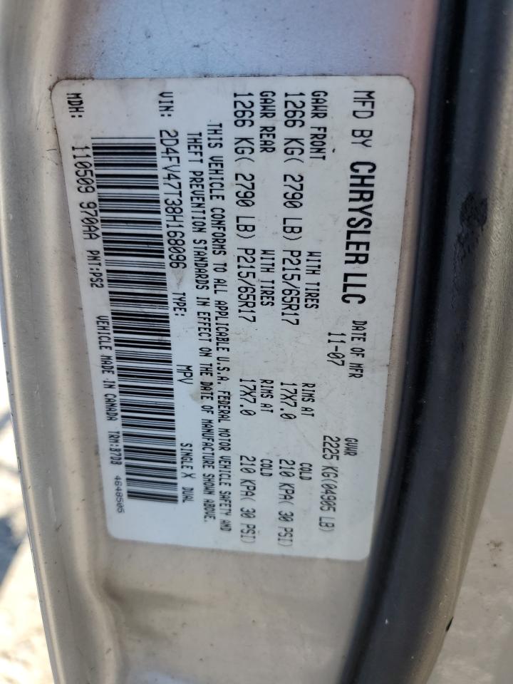 2008 Dodge Magnum VIN: 2D4FV47T38H168096 Lot: 91041795