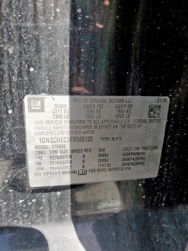 2015 Chevrolet Suburban C1500 Ls VIN: 1GNSCHEC9FR585125 Lot: 92493075