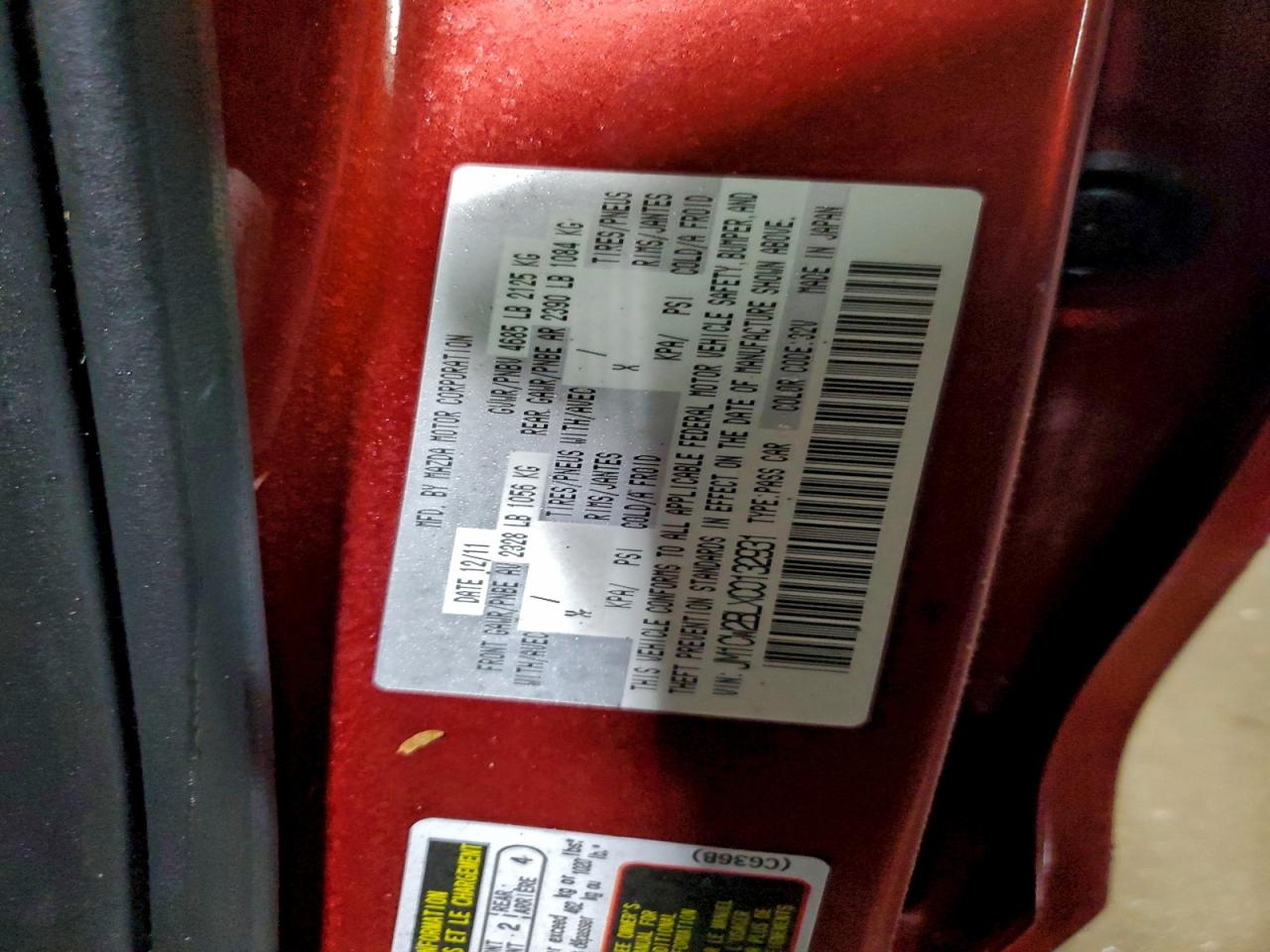 2012 Mazda 5 VIN: JM1CW2BLXC0132931 Lot: 93627735