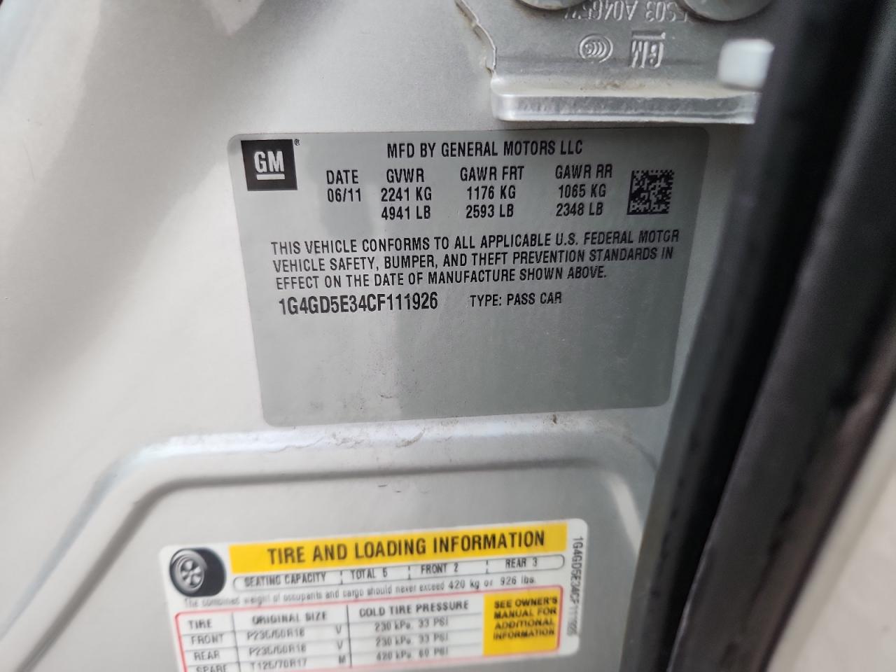 2012 Buick Lacrosse Premium VIN: 1G4GD5E34CF111926 Lot: 91098945