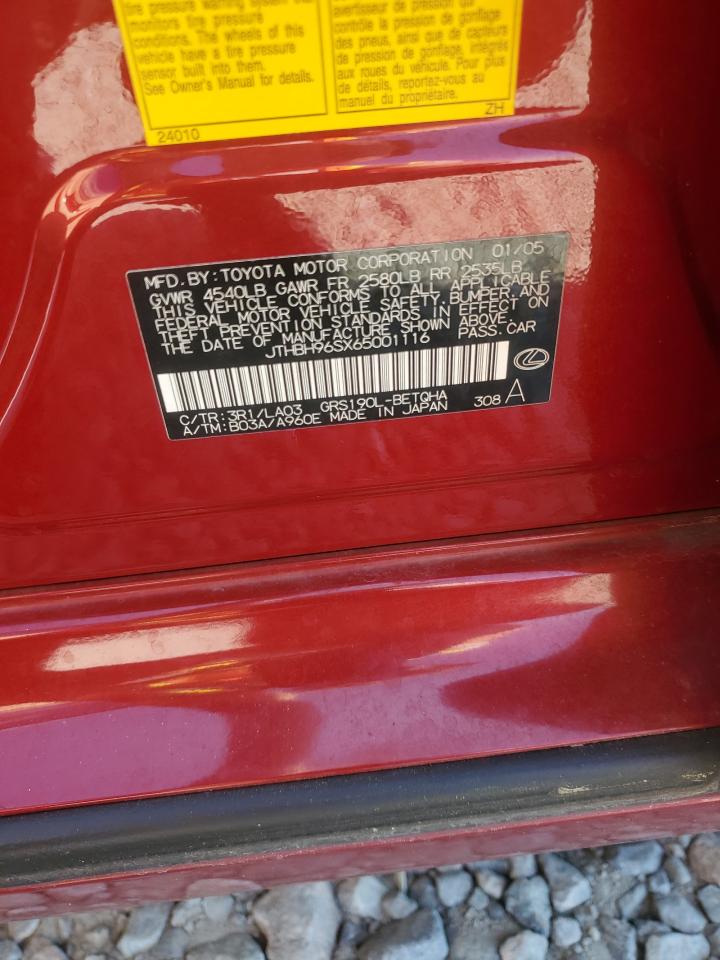 2006 Lexus Gs 300 VIN: JTHBH96SX65001116 Lot: 91215775