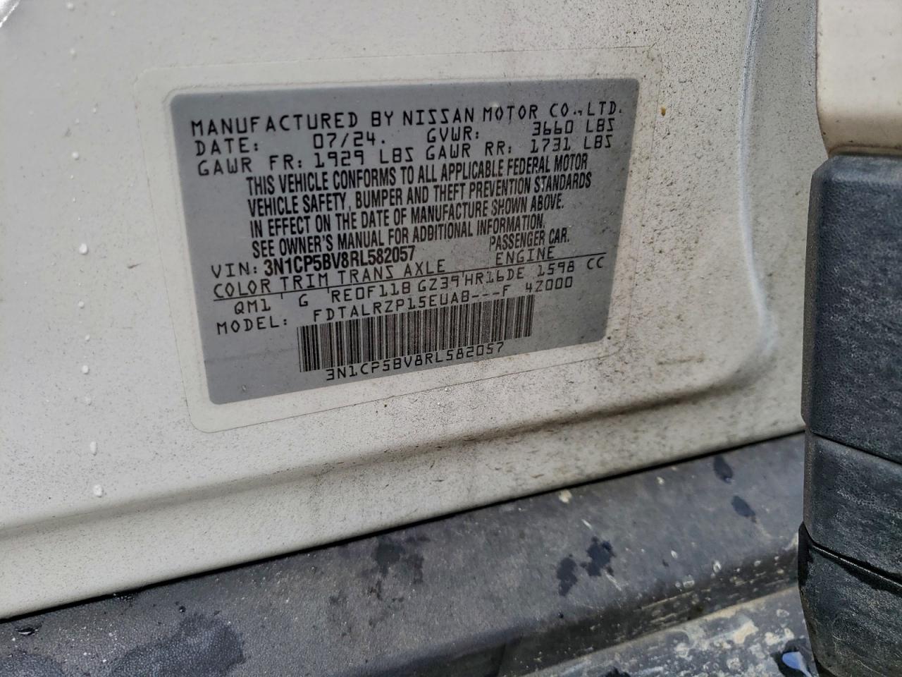 2024 Nissan Kicks S VIN: 3N1CP5BV8RL582057 Lot: 93367165