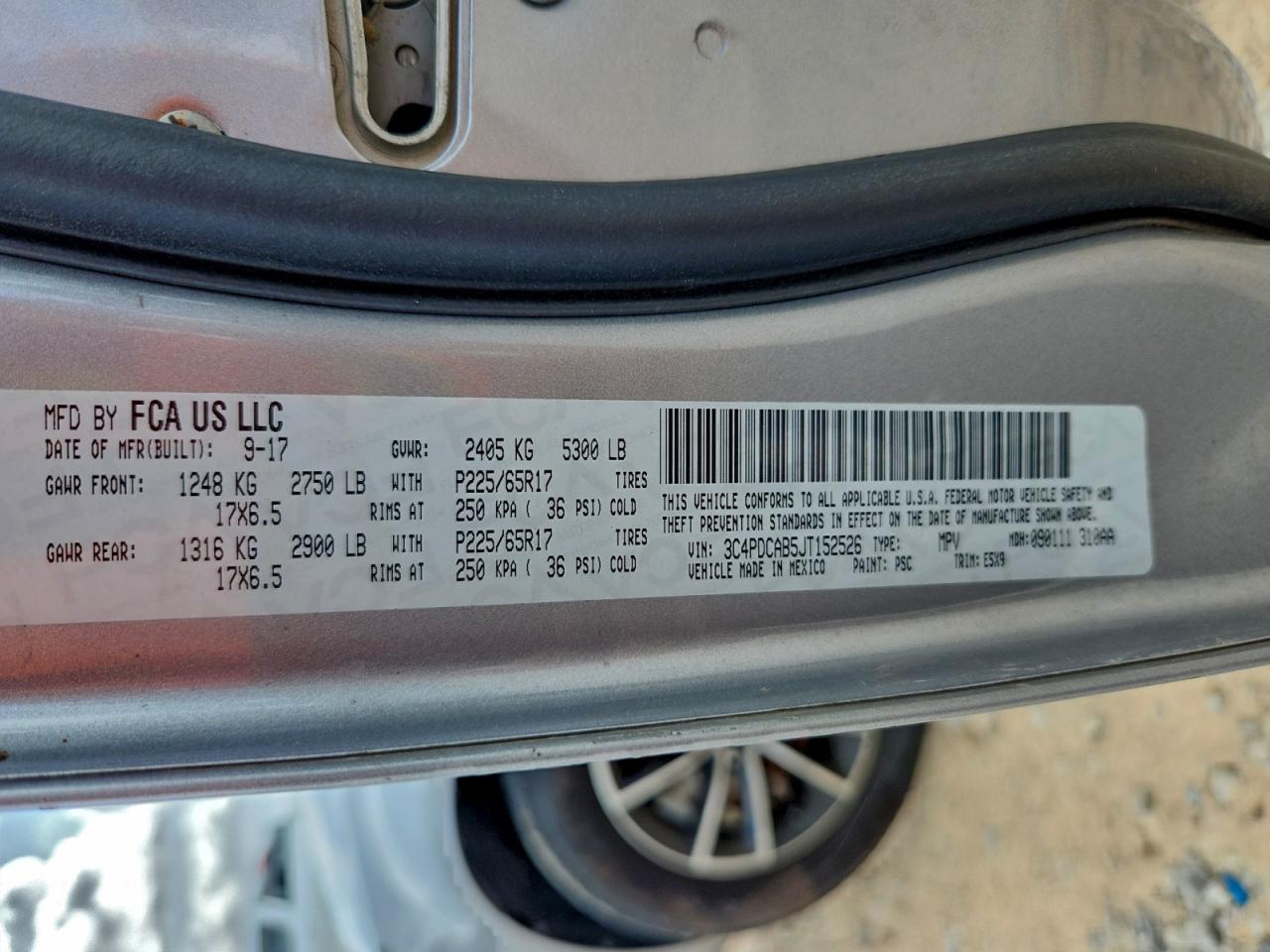 2018 Dodge Journey Se VIN: 3C4PDCAB5JT152526 Lot: 93883985