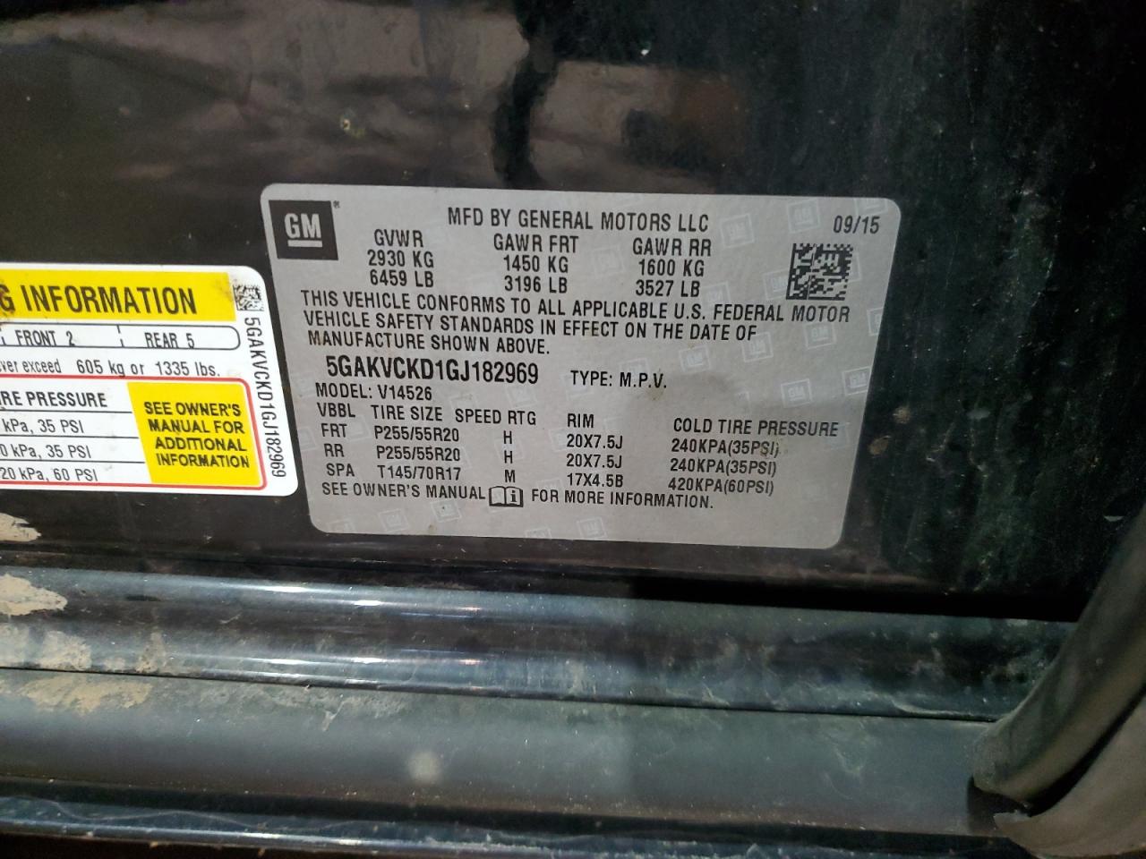 2016 Buick Enclave VIN: 5GAKVCKD1GJ182969 Lot: 93696245