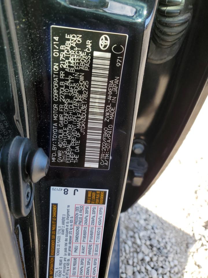 2014 Toyota Prius VIN: JTDKN3DU3E1782725 Lot: 92720815