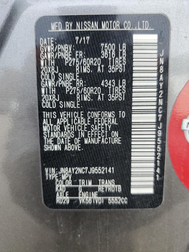 2018 Nissan Armada Sv VIN: JN8AY2NC7J9552141 Lot: 93417645