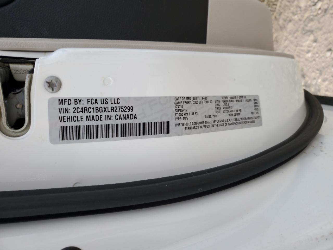 2020 Chrysler Pacifica Touring L VIN: 2C4RC1BGXLR275299 Lot: 90790665