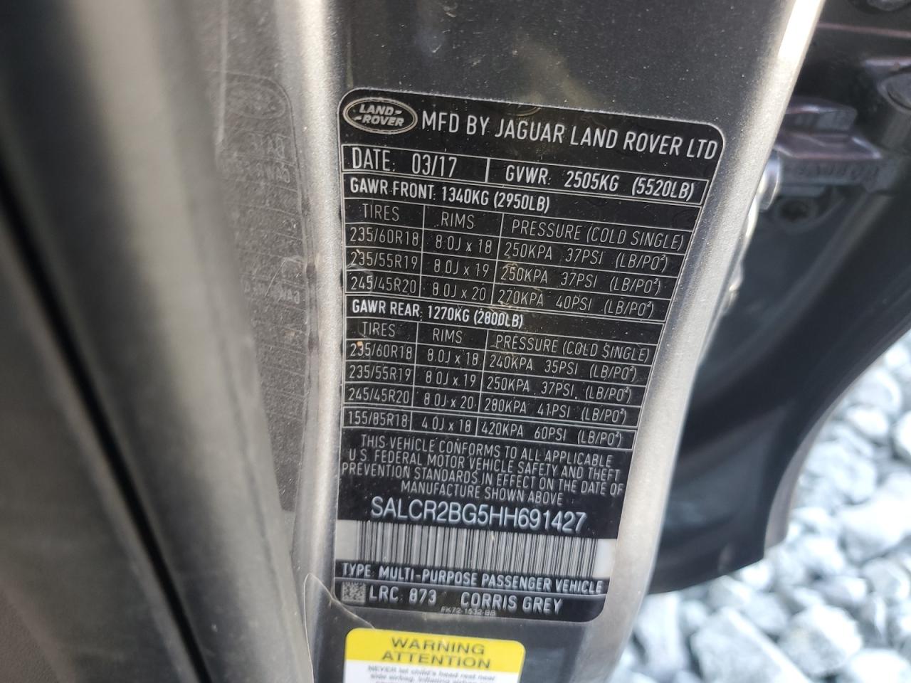 2017 Land Rover Discovery Sport Hse VIN: SALCR2BG5HH691427 Lot: 92515415