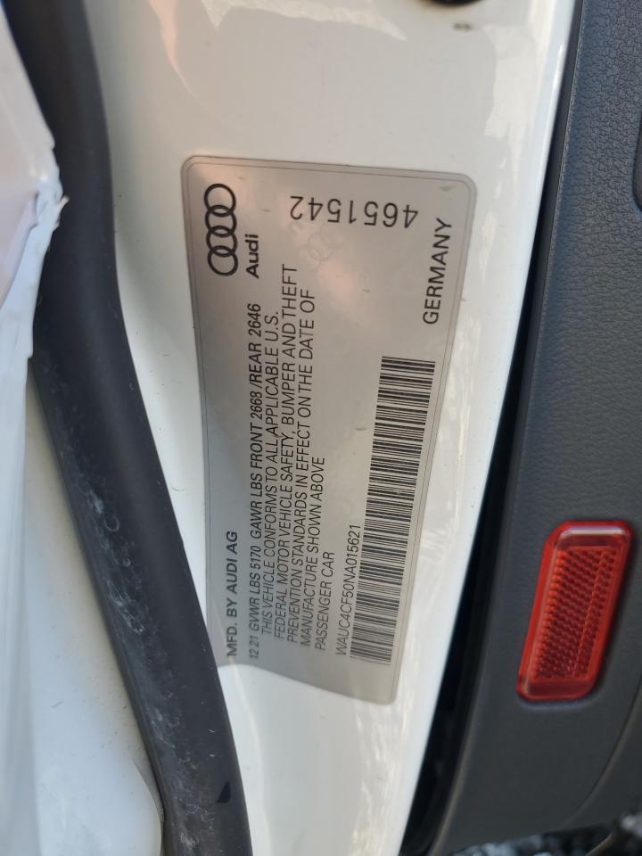 2022 Audi S5 Premium Plus VIN: WAUC4CF50NA015621 Lot: 92026335