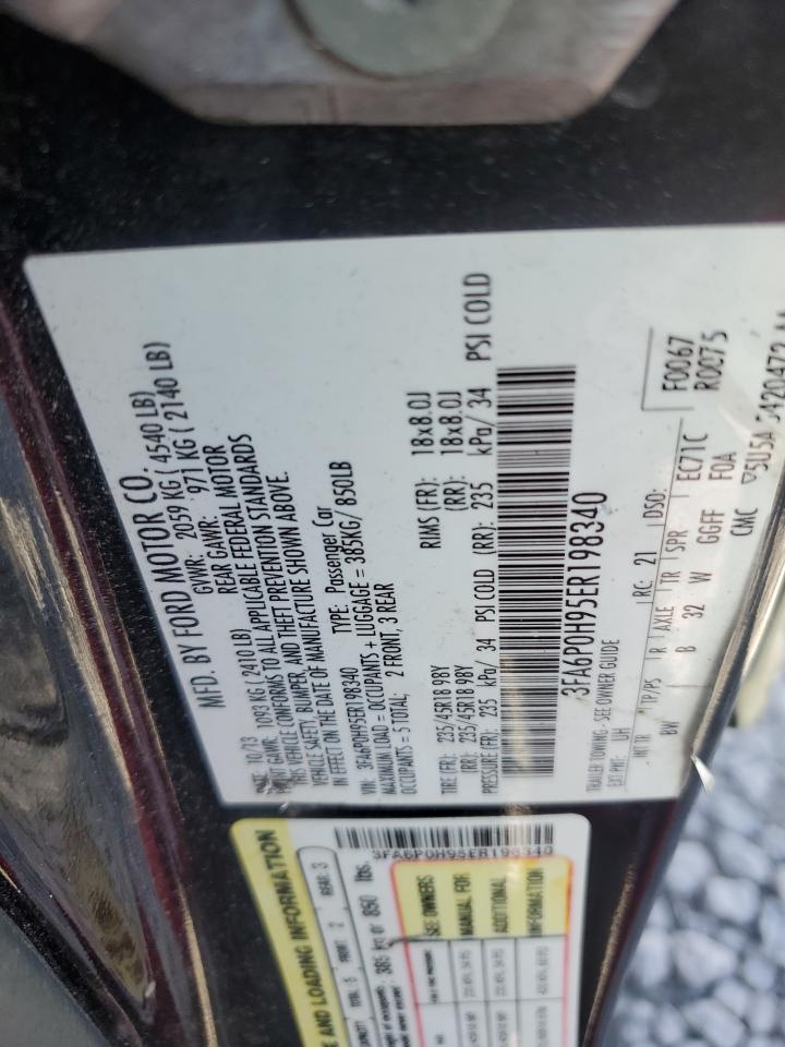 2014 Ford Fusion Se VIN: 3FA6P0H95ER198340 Lot: 90757845