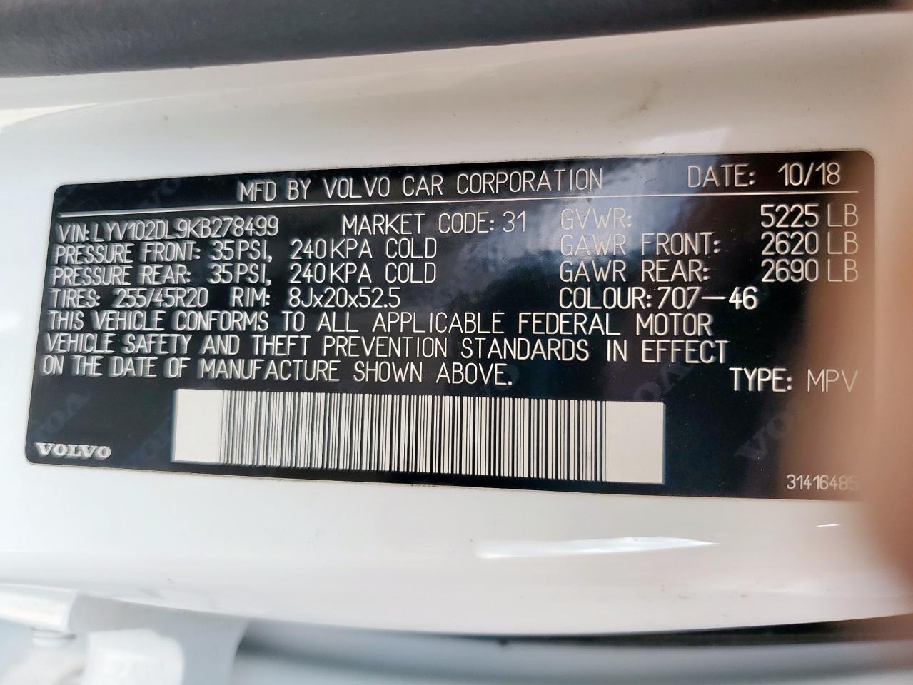 2019 Volvo Xc60 T5 Inscription VIN: LYV102DL9KB278499 Lot: 93296705