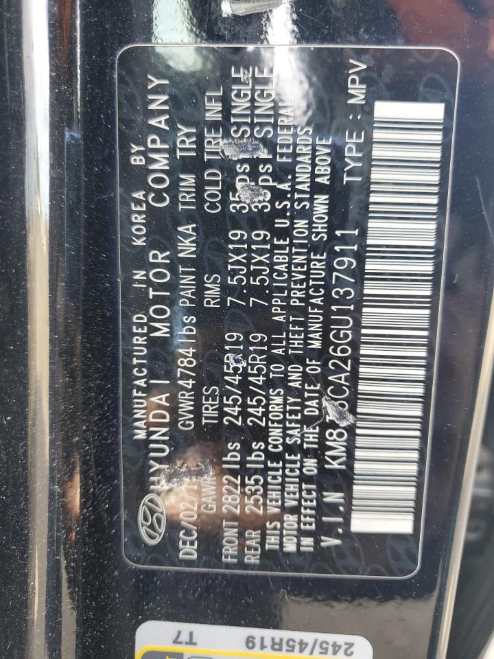 2016 Hyundai Tucson Limited VIN: KM8J3CA26GU137911 Lot: 93633475