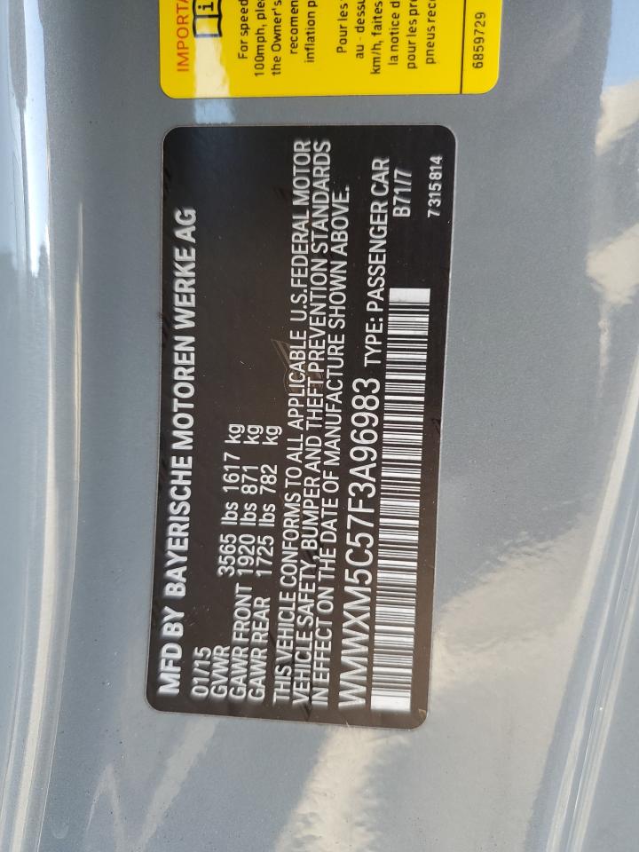 2015 Mini Cooper VIN: WMWXM5C57F3A96983 Lot: 90384235