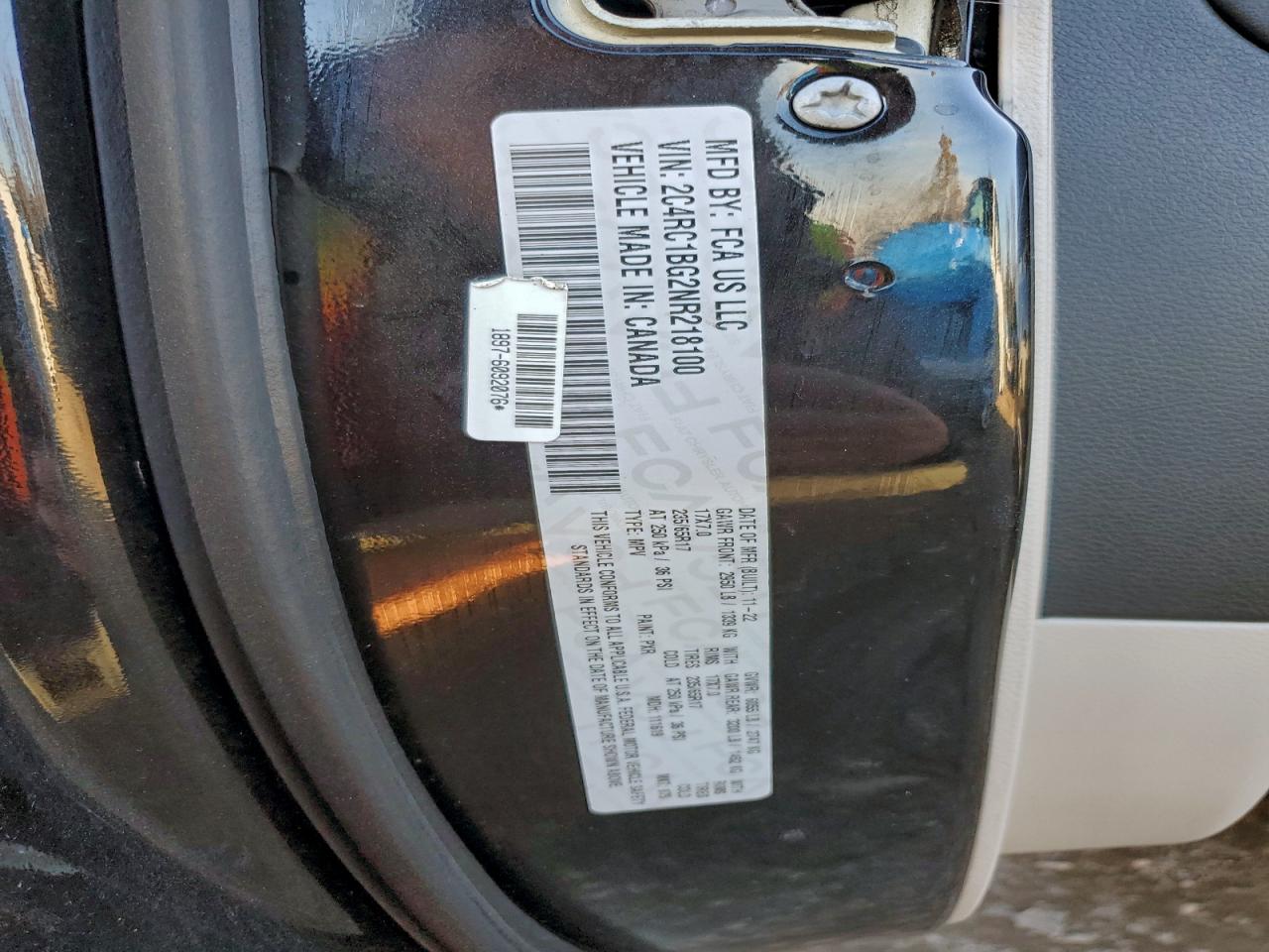 2022 Chrysler Pacifica Touring L VIN: 2C4RC1BG2NR218100 Lot: 94232805