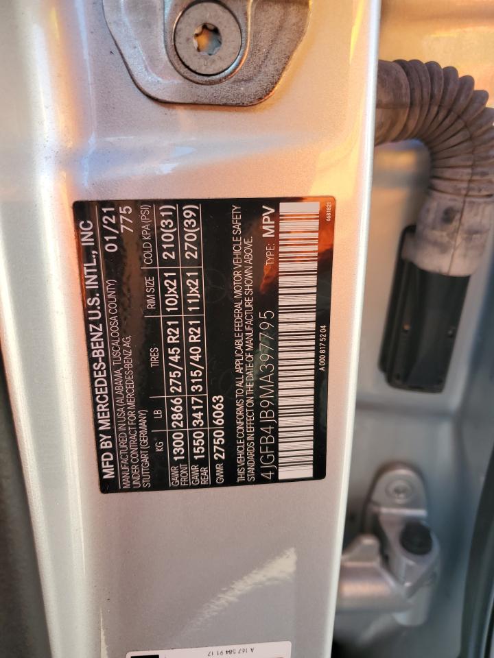 2021 Mercedes-Benz Gle 350 VIN: 4JGFB4JB9MA397795 Lot: 90821255