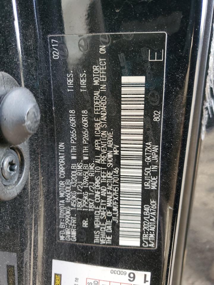 2017 Lexus Gx 460 Premium VIN: JTJJM7FX7H5170146 Lot: 91224265