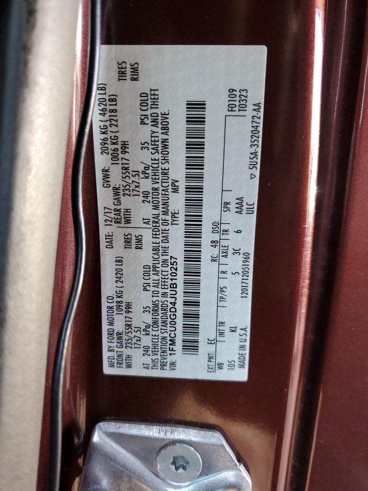 2018 Ford Escape Se VIN: 1FMCU0GD4JUB10257 Lot: 93111365