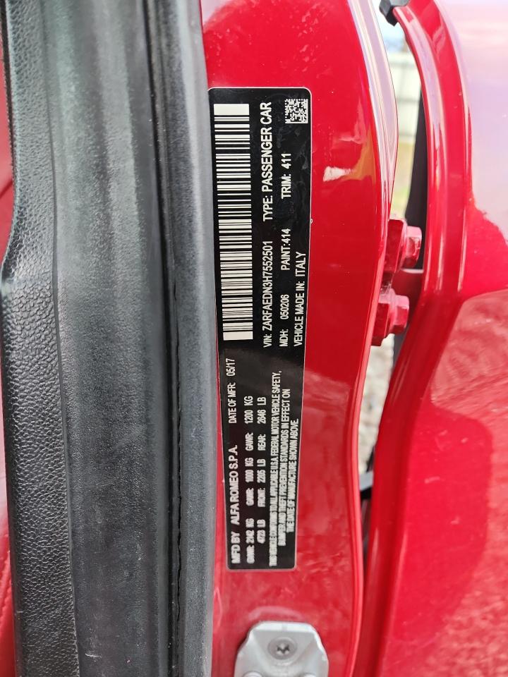 2017 Alfa Romeo Giulia Q4 VIN: ZARFAEDN3H7552501 Lot: 91978655