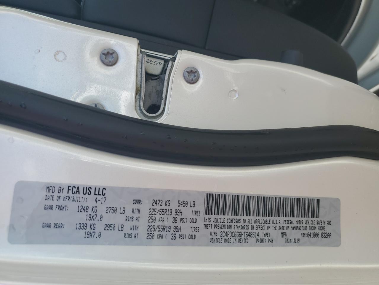 2017 Dodge Journey Crossroad VIN: 3C4PDCGG6HT648514 Lot: 92955685