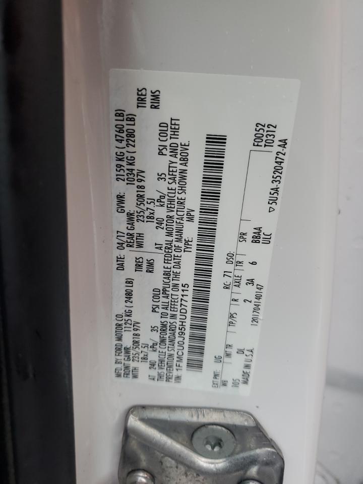 2017 Ford Escape Titanium VIN: 1FMCU0J95HUD77115 Lot: 93119575