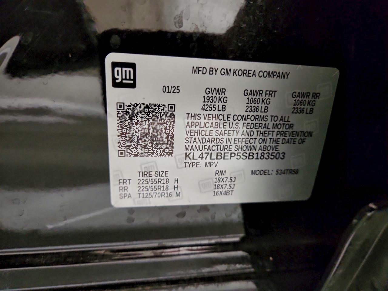 2025 Buick Envista Sport Touring VIN: KL47LBEP5SB183503 Lot: 93501805