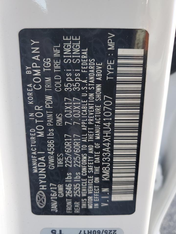 2017 Hyundai Tucson Limited VIN: KM8J33A4XHU410707 Lot: 93435475