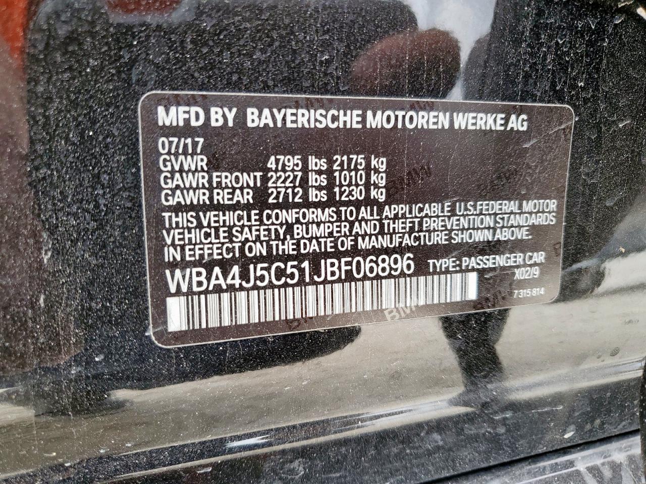 2018 BMW 440I Gran Coupe VIN: WBA4J5C51JBF06896 Lot: 86890925