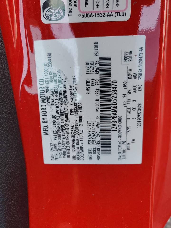 2013 Ford Mustang VIN: 1ZVBP8AM6D5258470 Lot: 92502935