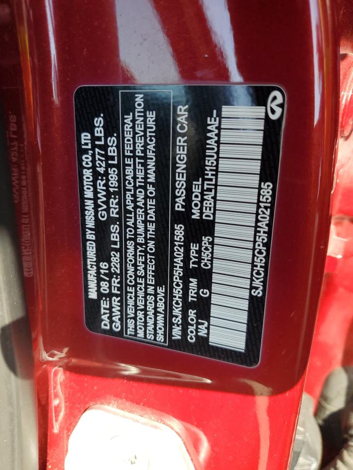 2017 Infiniti Qx30 Base VIN: SJKCH5CP5HA021585 Lot: 92453655