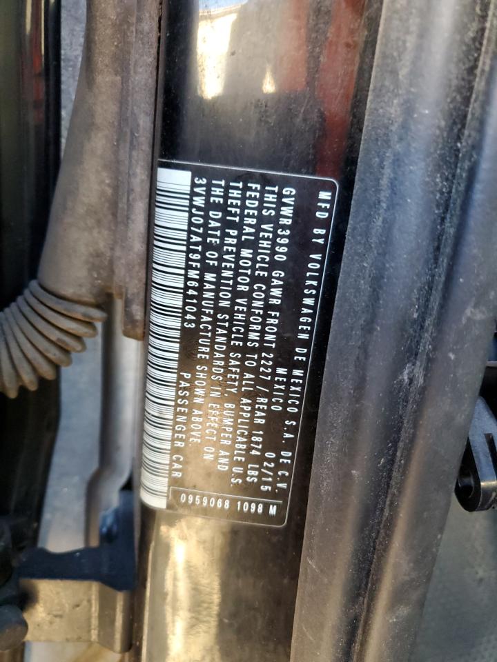 2015 Volkswagen Beetle 1.8T VIN: 3VWJ07AT9FM641043 Lot: 91002325