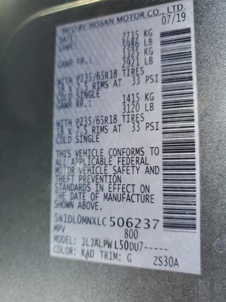 2020 Infiniti Qx60 Luxe VIN: 5N1DL0MNXLC506237 Lot: 91084925