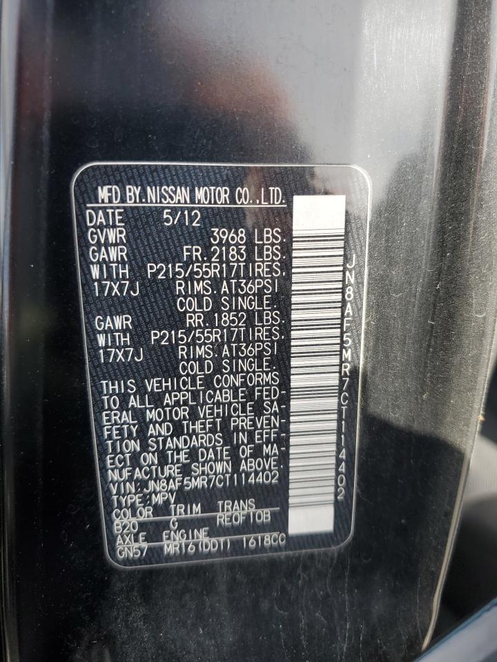 2012 Nissan Juke S VIN: JN8AF5MR7CT114402 Lot: 92449075