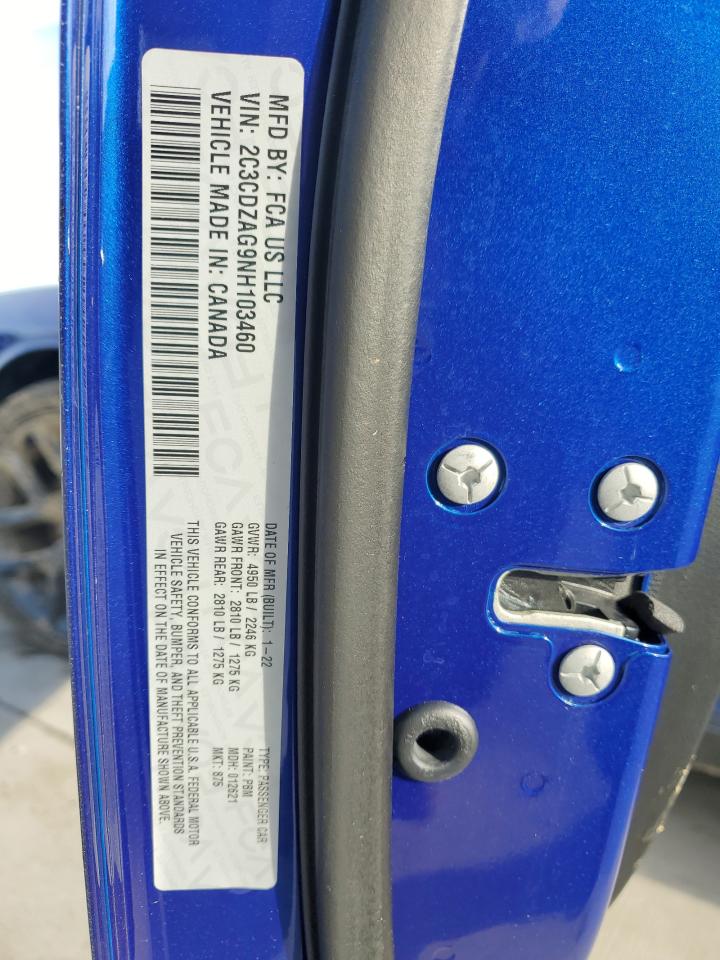 2022 Dodge Challenger Sxt VIN: 2C3CDZAG9NH103460 Lot: 89449865