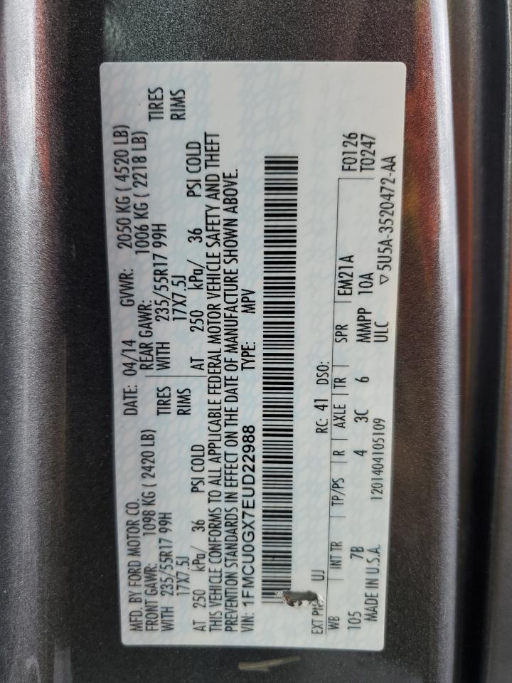 2014 Ford Escape Se VIN: 1FMCU0GX7EUD22988 Lot: 93719355