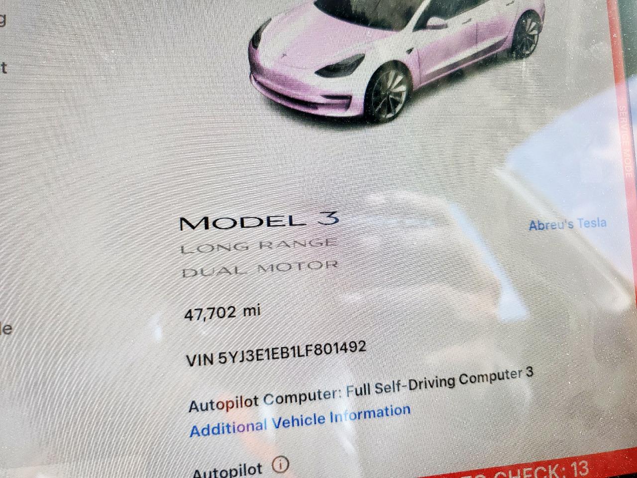 2020 Tesla Model 3 VIN: 5YJ3E1EB1LF801492 Lot: 93210525