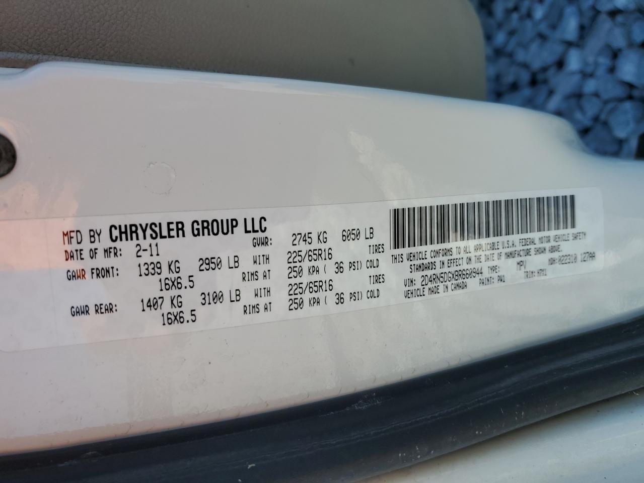 2011 Dodge Grand Caravan Crew VIN: 2D4RN5DGXBR660944 Lot: 93380445