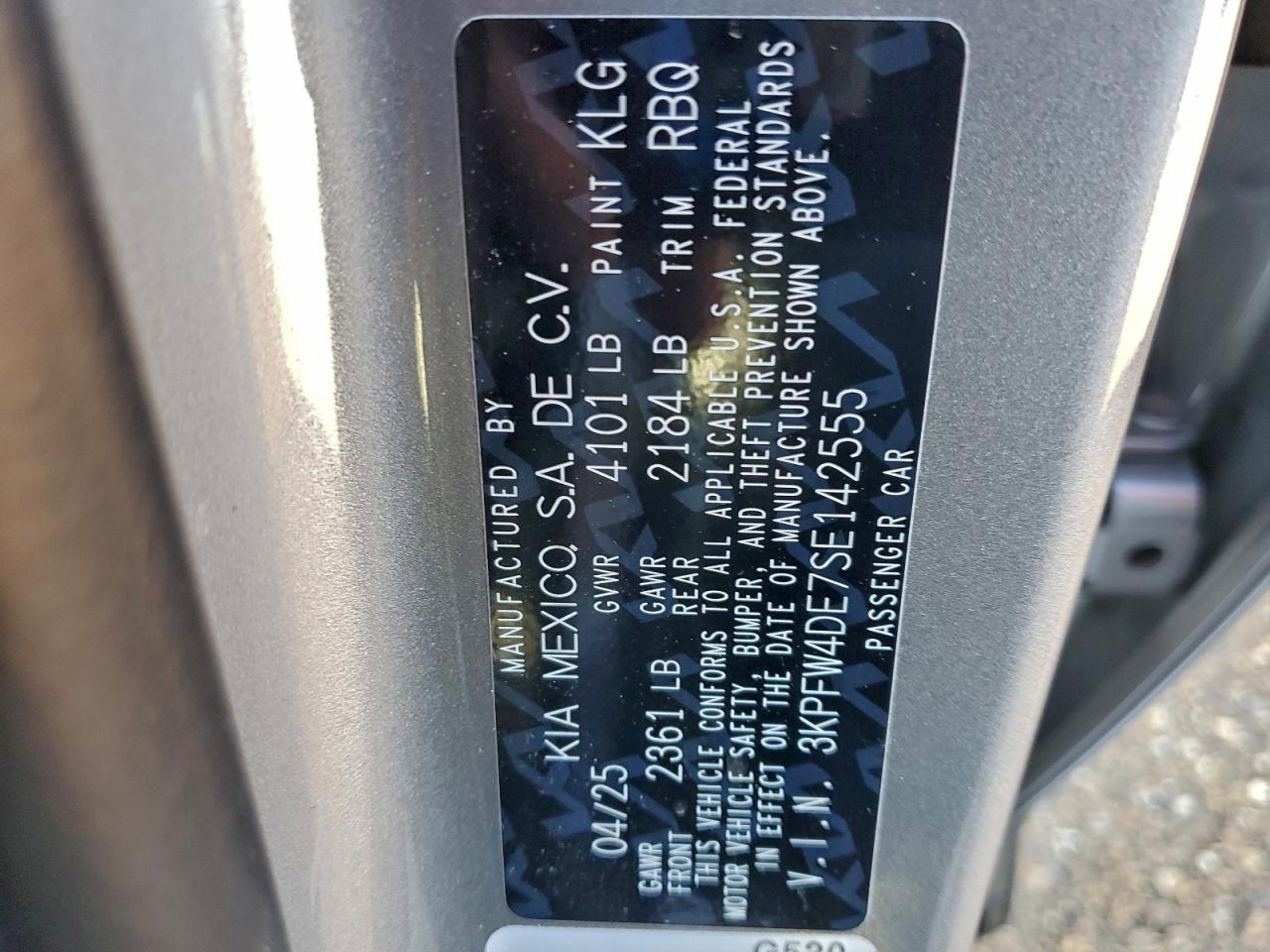 2025 Kia K4 Gt Line VIN: 3KPFW4DE7SE142555 Lot: 94644815