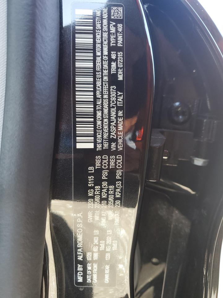 2020 Alfa Romeo Stelvio VIN: ZASPAJAN0L7C93073 Lot: 91028455